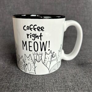 Burton “coffee right MEOW” Ceramic Mug, Black, White, 14 oz